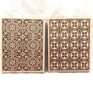 2 Pattern Wood Block Rubber Stamps by Stamps Rosa Inc. Each Measures 3.5” x 4.5”